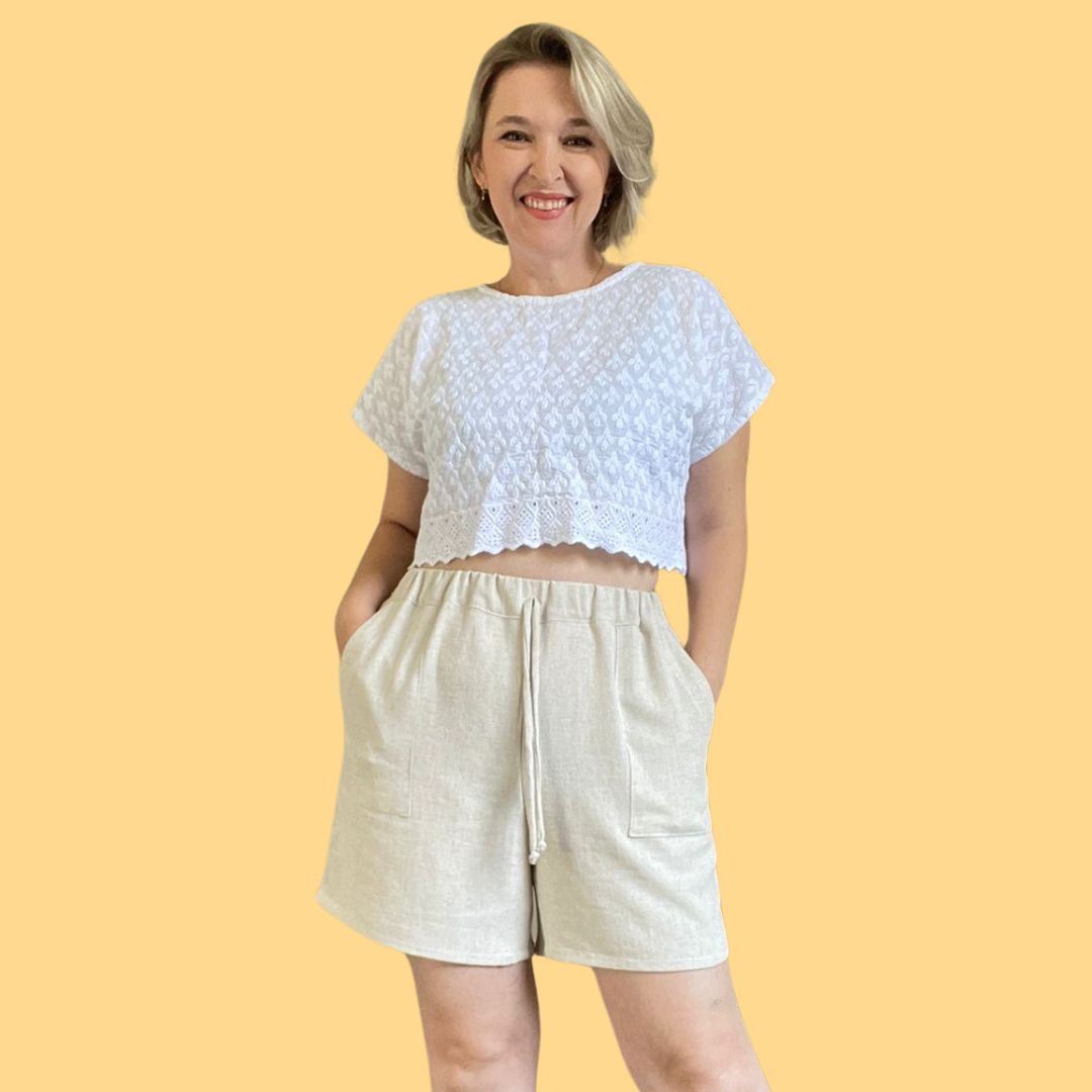 Shorts com Elástico e Bolso Embutido