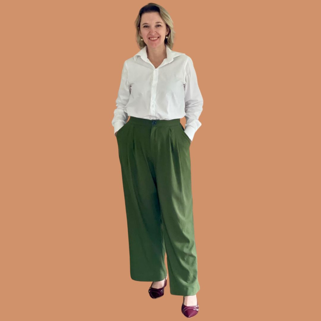 Calça Pantalona Elástico nas Costas